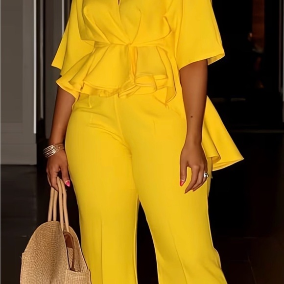 Pants - 2peace Elegant Yellow Women's pants and top